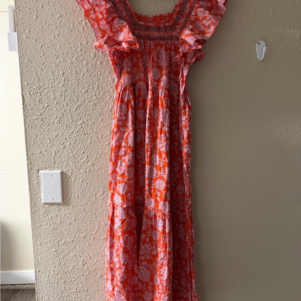Free People Orange and White Maxi Dress